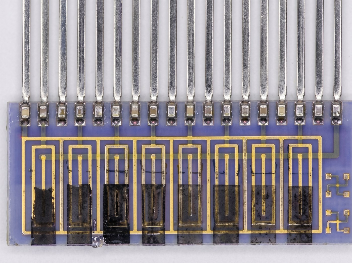 Close-up of the ENose polymer-composite sensor array